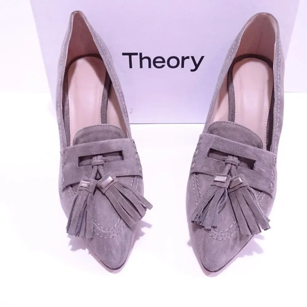 Theory grey suede